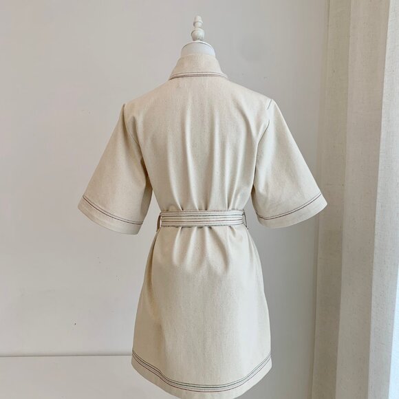 Norma Denim Mini Dress in Cream - Picture 4 of 10